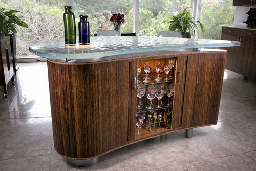 Mobile bar contemporaneo - ThinkGlass - in vetro / su misura