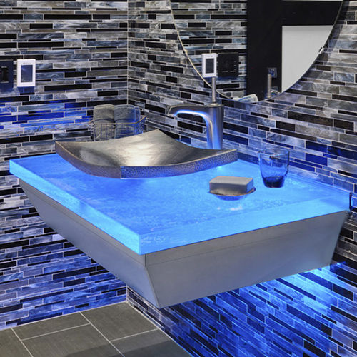 Piano lavabo in vetro - . - ThinkGlass - su misura / retroilluminato