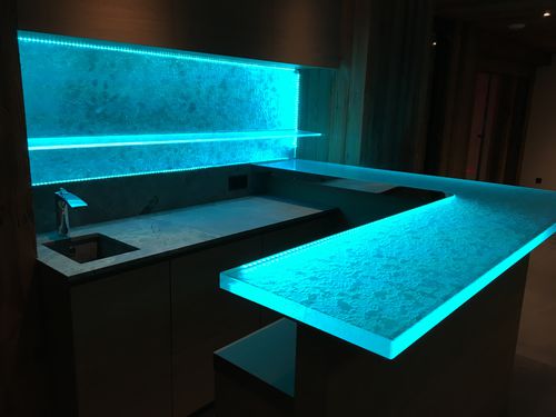 Bancone da bar - THINKGLASS RESIDENTIAL BAR - ThinkGlass - da cucina / in vetro / a U