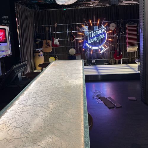 Bancone da bar - ThinkGlass - da cucina / in vetro / in legno