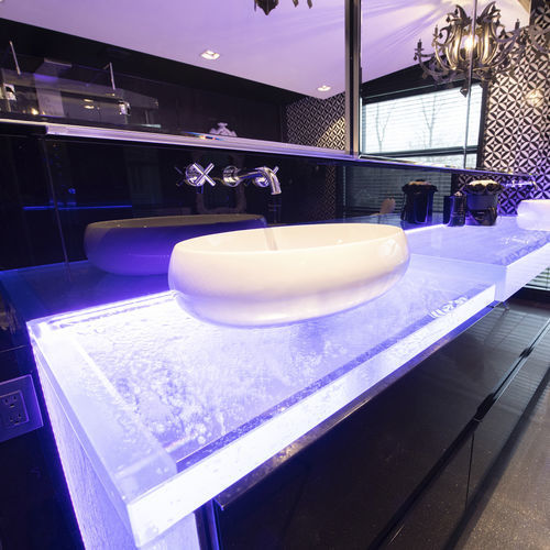 Piano lavabo doppio - ThinkGlass - in vetro / retroilluminato