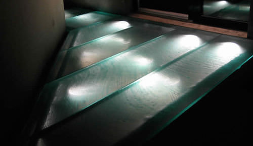 Pannello in vetro decorato - LUMINOUS PATIO - ThinkGlass - traslucido / per passerella / antiscivolo