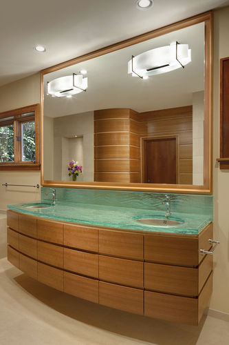 Piano lavabo doppio - ThinkGlass - in vetro / su misura