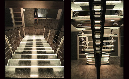 Scala dritta - ThinkGlass - con gradini in vetro / con struttura in metallo / contemporanea