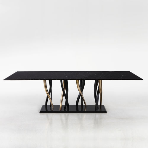 Tavolo in marmo - IL PEZZO 8 - Il Pezzo Mancante - contemporaneo / con supporto in ottone / rettangolare