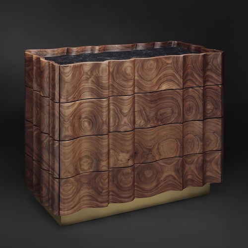 Cassettone design originale - IL PEZZO 2 - Il Pezzo Mancante - in noce / in legno massiccio / in ottone