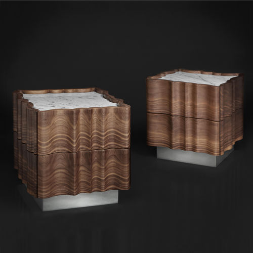 Comodino design originale - IL PEZZO 2 - Il Pezzo Mancante - in legno massiccio / in noce americano / in ottone