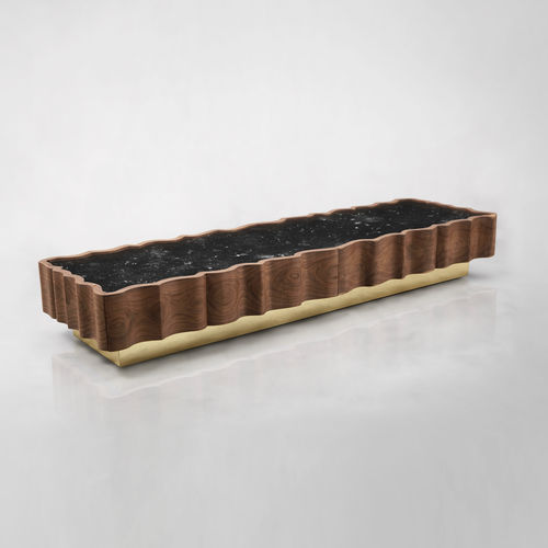 Tavolino basso design originale - IL PEZZO 2 - Il Pezzo Mancante - in noce / in legno massiccio / in ottone