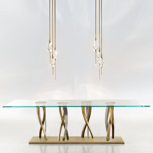 Tavolo in vetro - Il Pezzo 8 - Il Pezzo Mancante - contemporaneo / con supporto in ottone / con supporto in bronzo