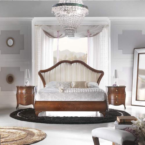 Letto matrimoniale - 73/R - Bbelle - in stile / con testiera imbottita / in legno