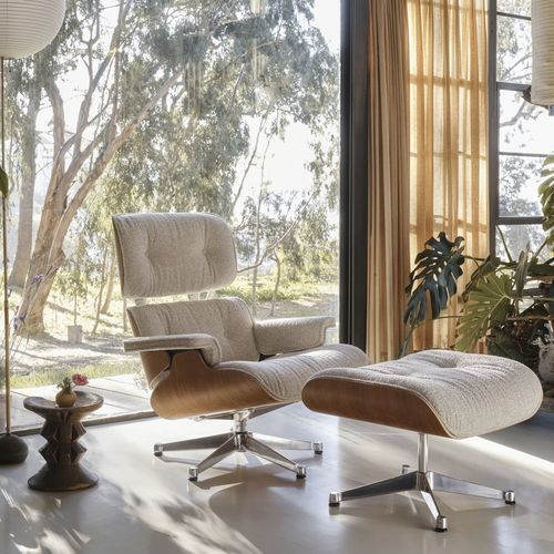 Poltrona contemporanea - EAMES - vitra - in tessuto / in pelle / in noce