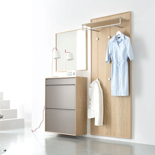 Mobile da ingresso contemporaneo - PANAMA 464 - Sudbrock - in legno massiccio / con specchio / con contenitore