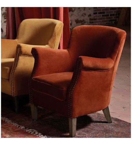 Poltrona classica - CLAUDE - BLANC D'IVOIRE - in velluto / in poliestere / in legno compensato