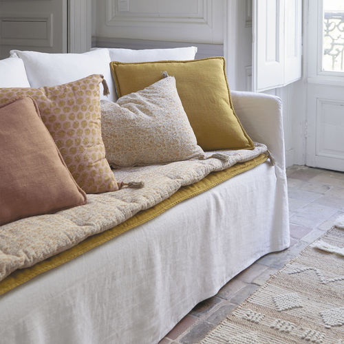Materasso futon beige - LOUISE - BLANC D'IVOIRE - grigio / giallo / rosa
