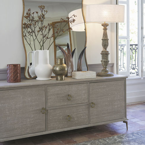 Credenza classica - GABRIELLE - BLANC D'IVOIRE - in MDF / in alluminio / con ripiano
