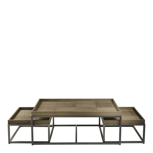Tavolino estraibile contemporaneo - CELINE - BLANC D'IVOIRE - impiallacciato in legno / in legno compensato / con supporto in ferro