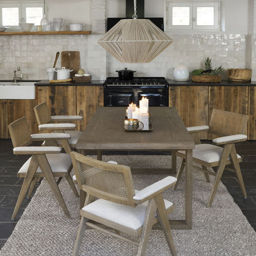 Tavolo da pranzo contemporaneo - DINA - BLANC D'IVOIRE - in rovere / in legno massiccio / con supporto in quercia