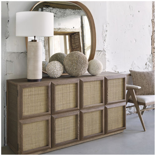 Credenza classica - EMA - BLANC D'IVOIRE - in rovere / in rattan / con ripiano