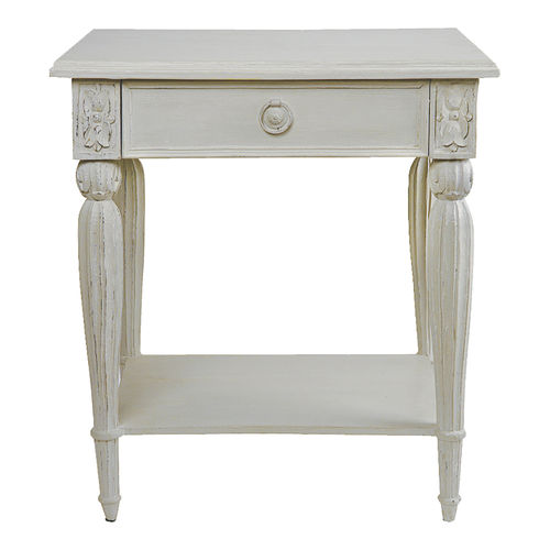 Comodino classico - CHIARA - BLANC D'IVOIRE - in legno massiccio / in MDF / con supporto in legno