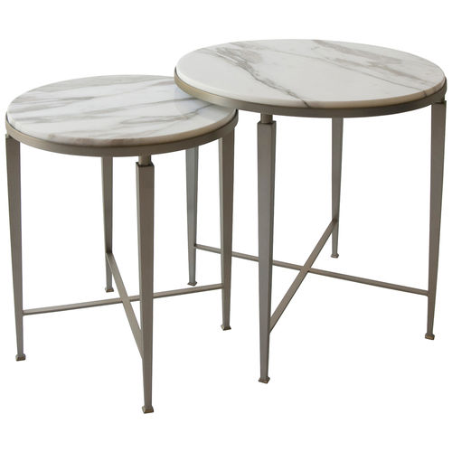 Tavolo d'appoggio contemporaneo - MAYFAIR - Decorus - in nichel / in marmo / con supporto in acciaio