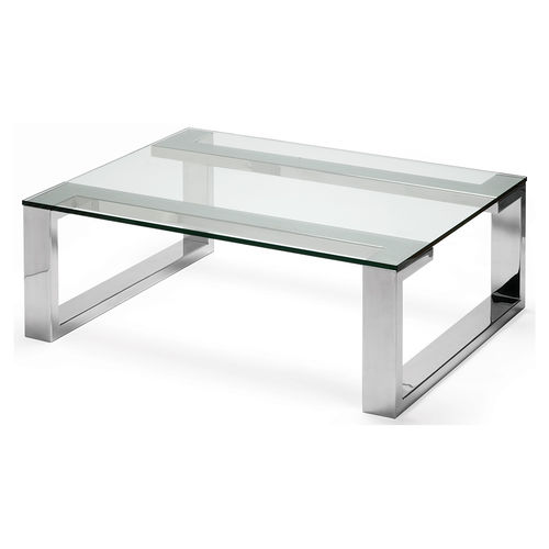 Tavolino basso contemporaneo - ARISSA  - Decorus - in vetro / in acciaio inossidabile lucido / rettangolare