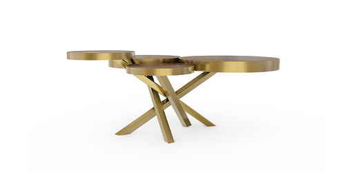 Tavolino basso contemporaneo - WHEEL - Bat Eye - in noce / in ottone / rotondo