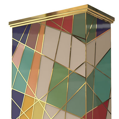 Credenza alta - PORTOBELLO - Bat Eye - classica / in legno laccato / in ottone