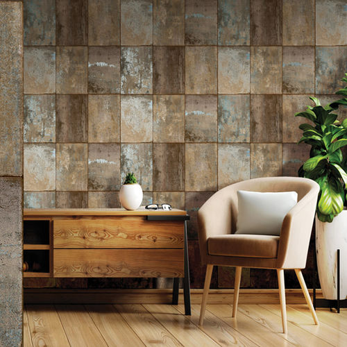 Carta da parati contemporanea - MATERIKA - Parato - con motivi geometrici / a effetto dimensionale / aspetto metallo