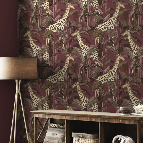 Carta da parati contemporanea - BOTANY HOUSE : GIRAFFE - Parato - con motivi naturali / con animali / grigia