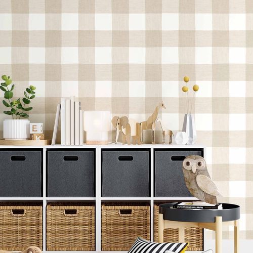 Carta da parati contemporanea - MiniMe : PIC-NIC - Parato - con motivi geometrici / aspetto tessuto / grigia