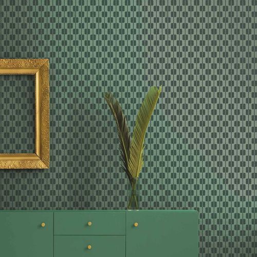 Carta da parati contemporanea - ENERGIE : HIPPIE - Parato - in vinile / con motivi geometrici / verde