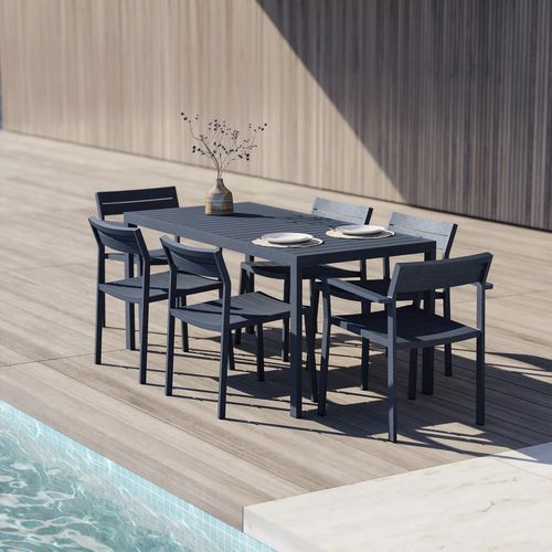 Tavolo da pranzo contemporaneo - EOS - case - in alluminio / in legno / con supporto in alluminio