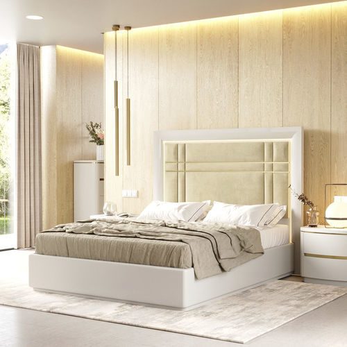 Letto matrimoniale - Kyara XLUX - Irmaos Pereira Pacheco, SA - contemporaneo / con testiera imbottita / con illuminazione incorporata