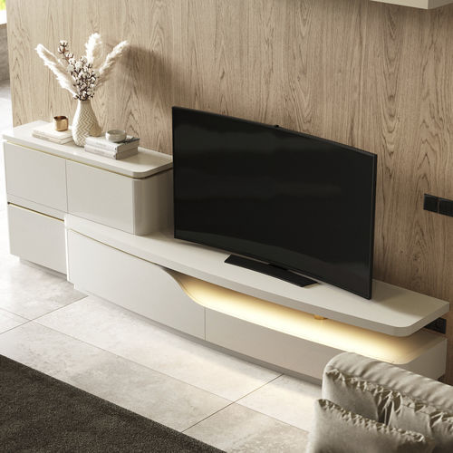 Mobile porta TV contemporaneo - Kyara XLUX - Irmaos Pereira Pacheco, SA - lowboard / con cassetti / con supporto per lettore DVD