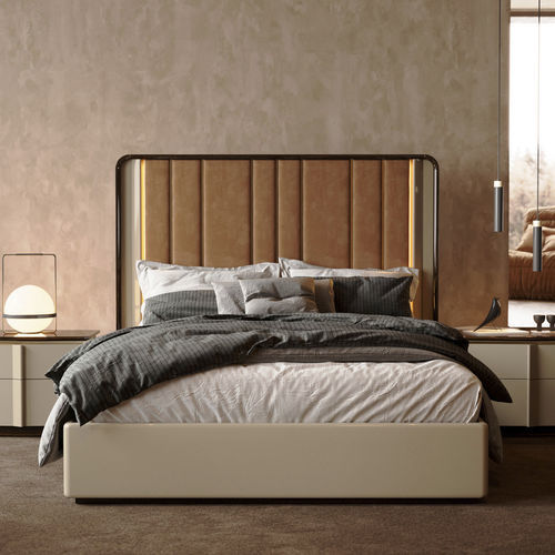Letto matrimoniale - Zenit - Irmaos Pereira Pacheco, SA - contemporaneo / con testiera imbottita / in tessuto