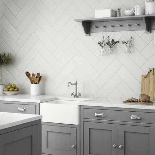 Piastrella in ceramica - HUSHED HUES : COTTONWOOD LINEAR POWDER - British Ceramic Tile Ltd - opaca / strutturata / da interno