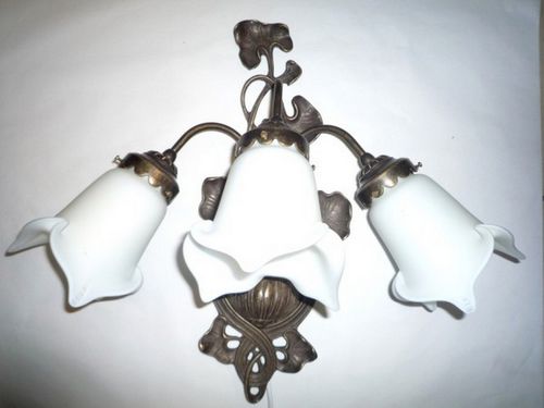Applique in stile Art Nouveau - NYMPHÉA 3 - TIEF - da interno / in ottone / in vetro soffiato