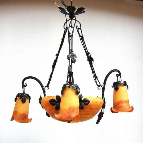 Lampadario in stile Art Nouveau - VIGNE COUPE 38 - TIEF - in vetro soffiato / in ferro modellato / OLED