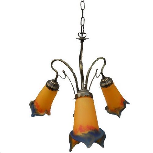Lampadario in stile Art Nouveau - NANCY 3 - TIEF - in vetro soffiato / in ottone