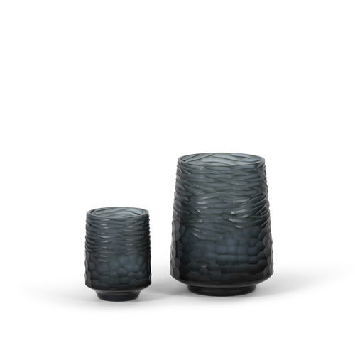 Vaso contemporaneo - SMOKE BLUE CONICAL - DEKOCANDLE - in vetro / fatto a mano / blu