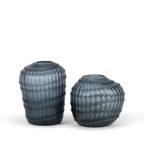 Vaso contemporaneo - SMOKE BLUE DIAMOND - DEKOCANDLE - in vetro / fatto a mano / blu