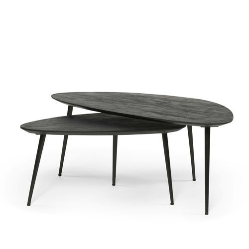 Tavolino basso contemporaneo - TH1497 - DEKOCANDLE - in legno / con supporto in metallo / ovale