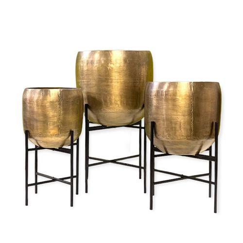 Vaso da giardino in ottone - TH1459 - DEKOCANDLE - da appoggio / rotondo / per uso residenziale