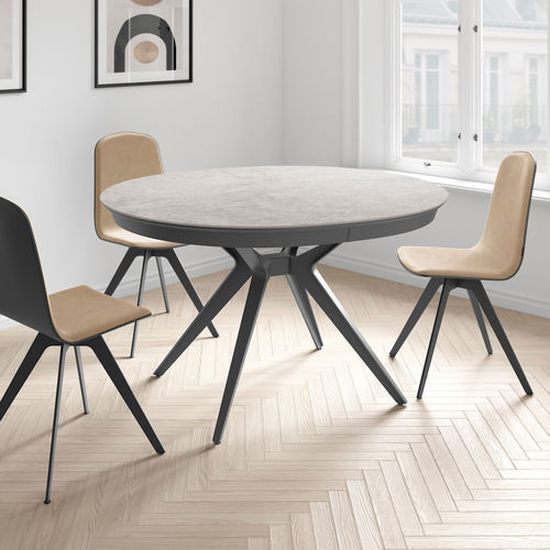 Tavolo contemporaneo - SFERA  - Cancio - in ceramica / con supporto in acciaio / rotondo
