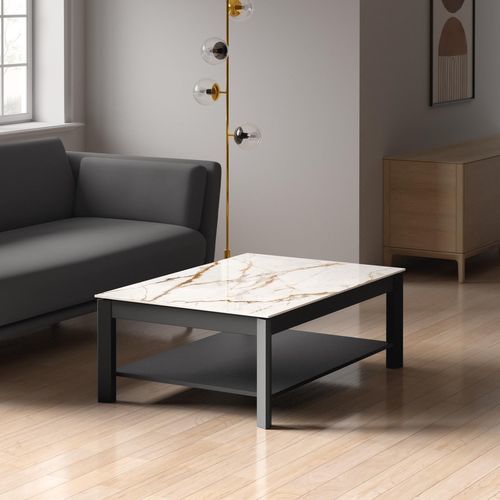 Tavolino basso contemporaneo - MULTIPLUS  - Cancio - in vetro temprato / in ceramica / con supporto in alluminio laccato
