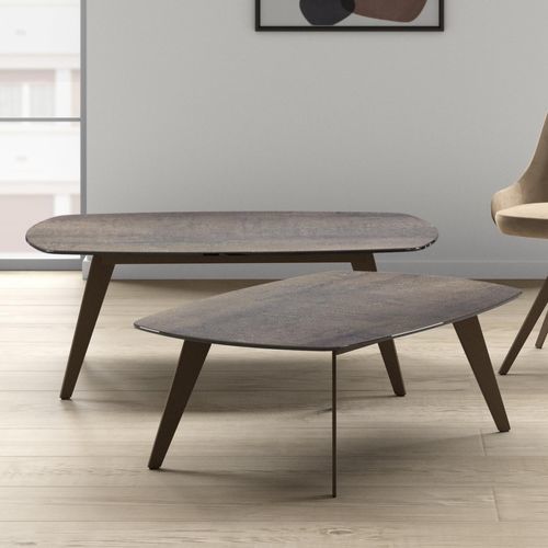 Tavolino basso contemporaneo - INFINITY  - Cancio - in ceramica / con supporto in acciaio / rettangolare