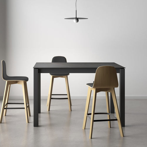 Tavolo alto contemporaneo - KERALA  - Cancio - in ceramica / con supporto in metallo / rettangolare