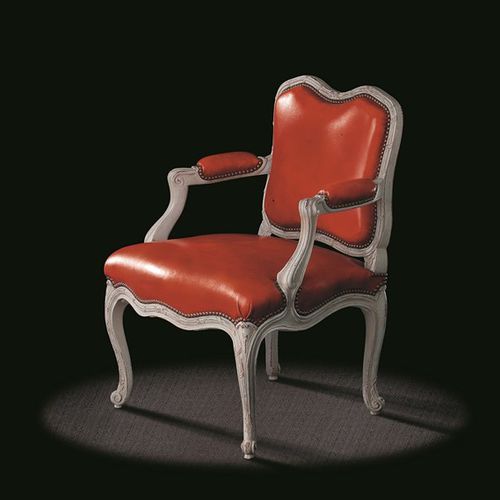 Poltrona in stile Luigi XV - L15 TF 19 - MASSANT - in pelle / in legno / rossa