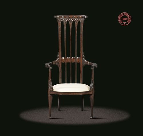 Poltrona in stile Art Nouveau - CF 005 - MASSANT - in tessuto / in legno / a schienale alto