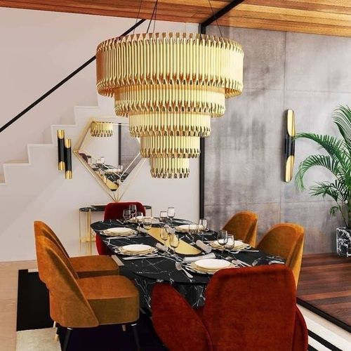 Lampadario contemporaneo - MATHENY  - DelightFULL - in ottone / contract / a cascata